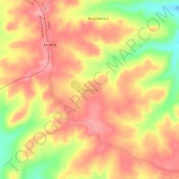 Topografische Karte Nagtala, Höhe, Relief