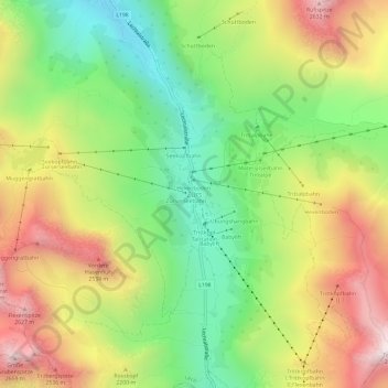 Topografische Karte Zürs, Höhe, Relief