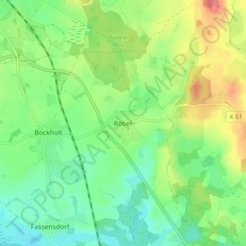 Topografische Karte Röbel, Höhe, Relief