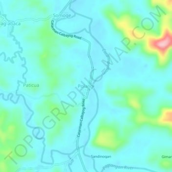 Topografische Karte Polangi, Höhe, Relief