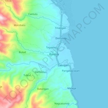 Topografische Karte Bindoy, Höhe, Relief