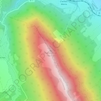 Topografische Karte Charbonnier, Höhe, Relief