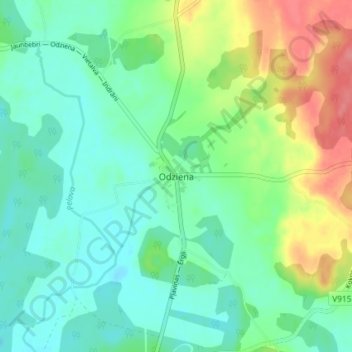 Topografische Karte Odziena, Höhe, Relief