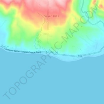 Topografische Karte Malbang, Höhe, Relief