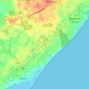 Topografische Karte Brodau, Höhe, Relief