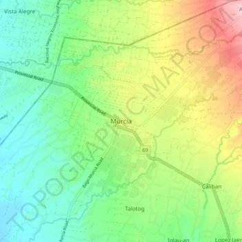Topografische Karte Murcia, Höhe, Relief