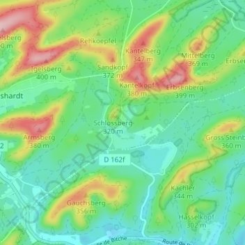 Topografische Karte Waldeck, Höhe, Relief