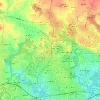 Topografische Karte Kerdogan, Höhe, Relief
