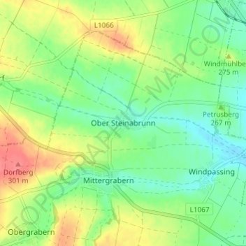 Topografische Karte Ober Steinabrunn, Höhe, Relief