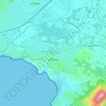Topografische Karte Village du Pradet, Höhe, Relief
