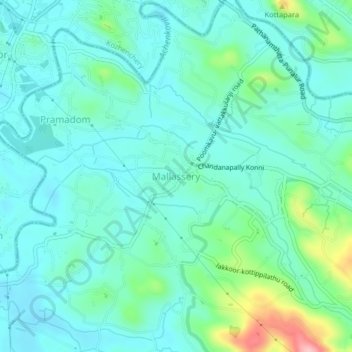 Topografische Karte Mallassery, Höhe, Relief