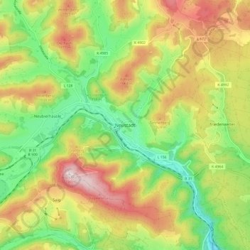 Topografische Karte Neustadt, Höhe, Relief