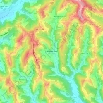 Topografische Karte Unteredelstauden, Höhe, Relief