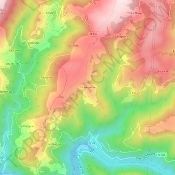 Topografische Karte La Beloterie, Höhe, Relief