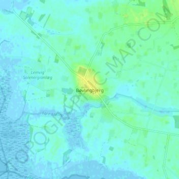Topografische Karte Bøvlingbjerg, Höhe, Relief