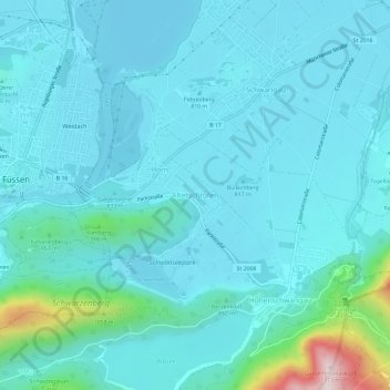 Topografische Karte Alterschrofen, Höhe, Relief