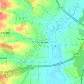 Topografische Karte Schnackenwerth, Höhe, Relief