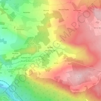 Topografische Karte Moulin Kergaer, Höhe, Relief