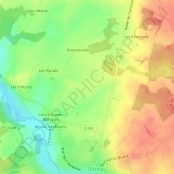 Topografische Karte Velin, Höhe, Relief