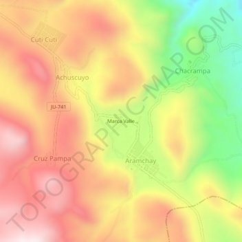 Topografische Karte Marca Valle, Höhe, Relief