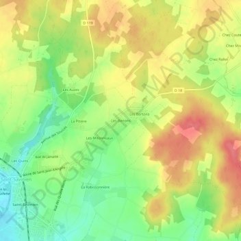 Topografische Karte Les Benons, Höhe, Relief