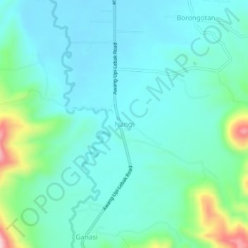 Topografische Karte Nangi, Höhe, Relief