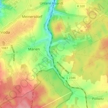 Topografische Karte Pfefferleite, Höhe, Relief