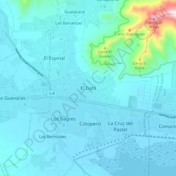 Topografische Karte El Dátil, Höhe, Relief