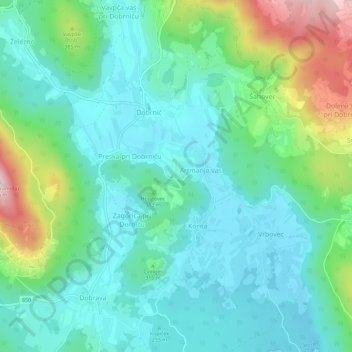 Topografische Karte Reva, Höhe, Relief