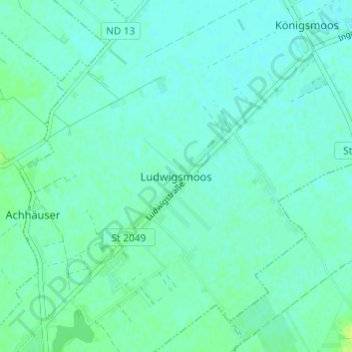 Topografische Karte Ludwigsmoos, Höhe, Relief