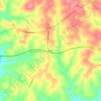 Topografische Karte Goode, Höhe, Relief