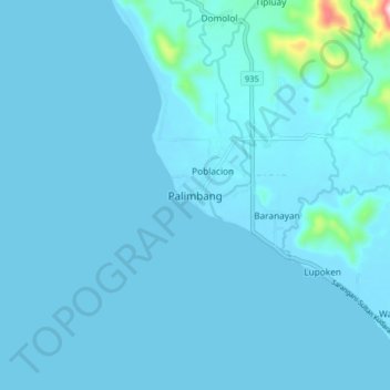 Topografische Karte Palimbang, Höhe, Relief