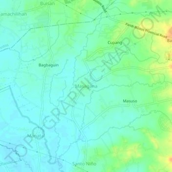 Topografische Karte Masagana, Höhe, Relief