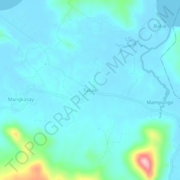 Topografische Karte Tabas, Höhe, Relief