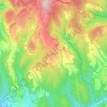 Topografische Karte Oberhasel, Höhe, Relief