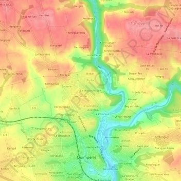 Topografische Karte La Maison Rouge, Höhe, Relief