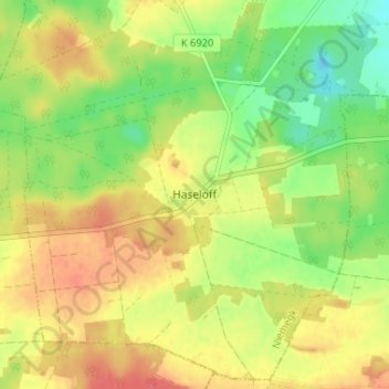Topografische Karte Haseloff, Höhe, Relief