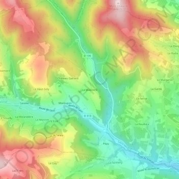 Topografische Karte La Maletière, Höhe, Relief