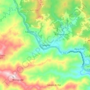Topografische Karte Chuspita, Höhe, Relief