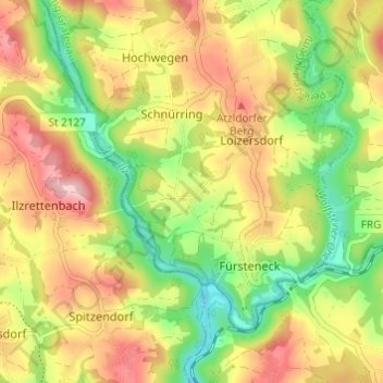 Topografische Karte Anzerreut, Höhe, Relief