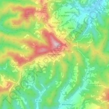 Topografische Karte Poggio Maggiore, Höhe, Relief