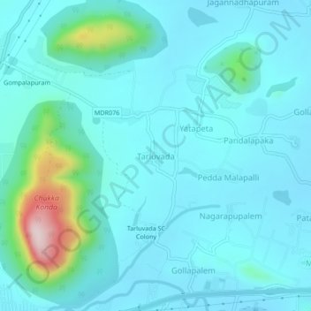Topografische Karte Tarluvada, Höhe, Relief