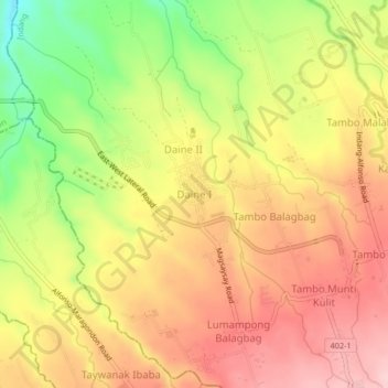 Topografische Karte Daine I, Höhe, Relief