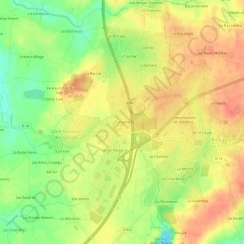 Topografische Karte Plaisance, Höhe, Relief