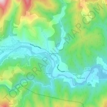 Topografische Karte Reymondon, Höhe, Relief