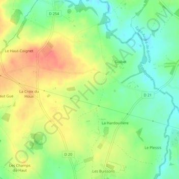 Topografische Karte Les Roches, Höhe, Relief