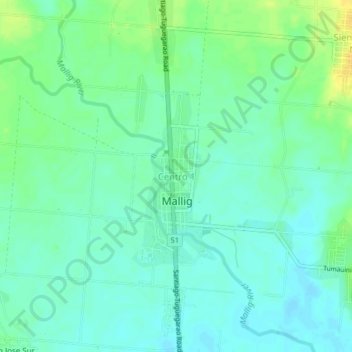 Topografische Karte Centro 1, Höhe, Relief