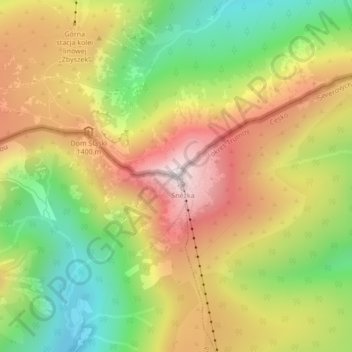 Topografische Karte Schneekoppe, Höhe, Relief