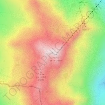 Topografische Karte Pointe de la Masse, Höhe, Relief