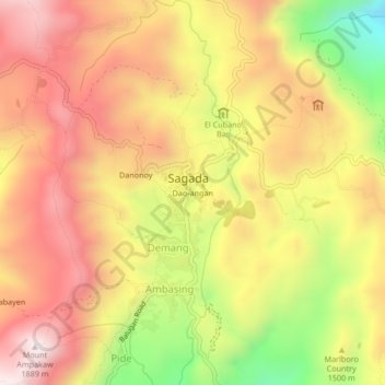 Topografische Karte Dao-angan, Höhe, Relief